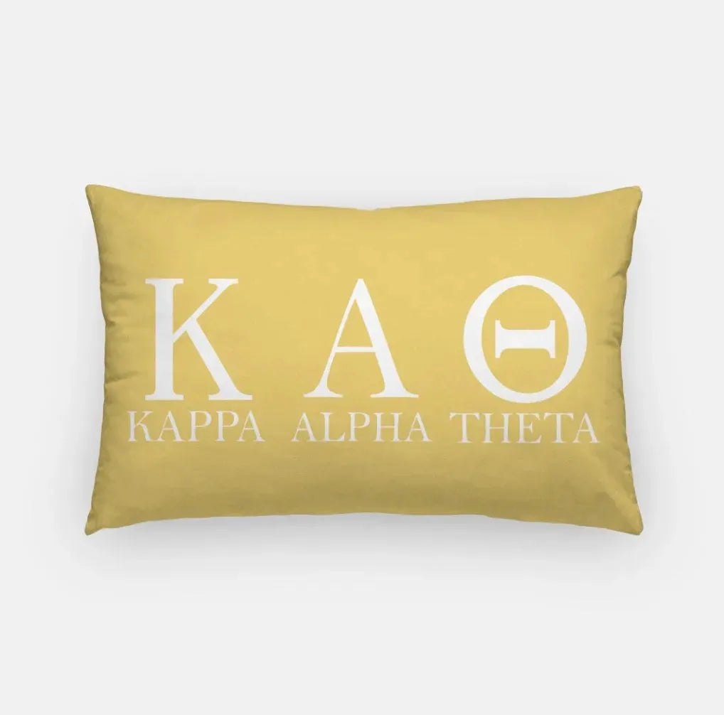 Kappa Alpha Theta Lumbar Pillow Cover - Greek Letters Gold Pillow Covers