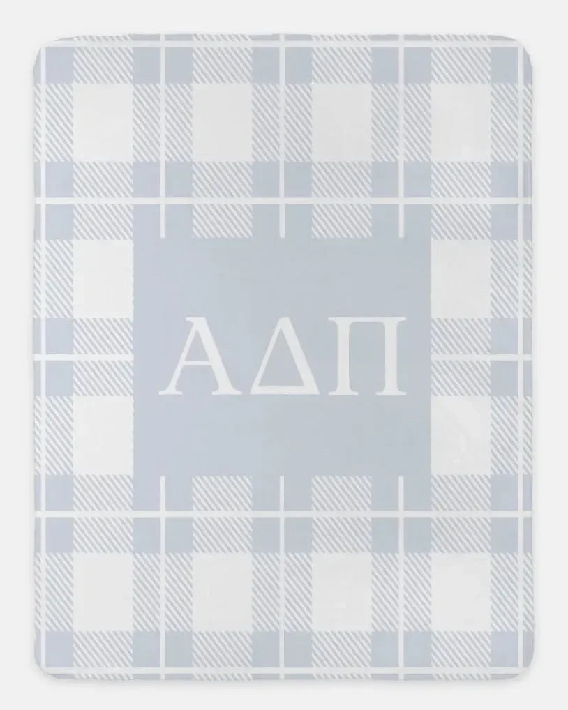 Alpha Delta Pi XL 60x80 Plaid Sherpa Throw Blanket Horizon Throw Blankets