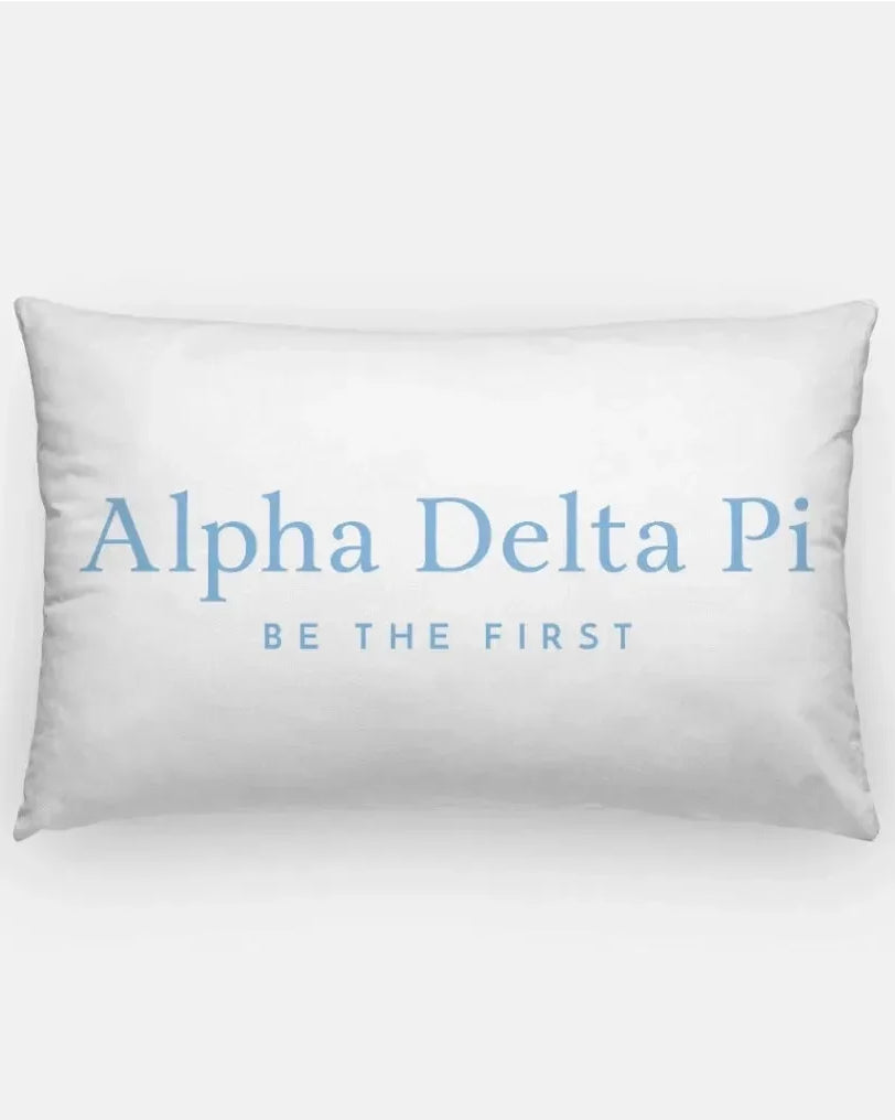 Alpha Delta Pi Lumbar Pillow Cover - Traditional White Adelphean Blue Pillow Covers
