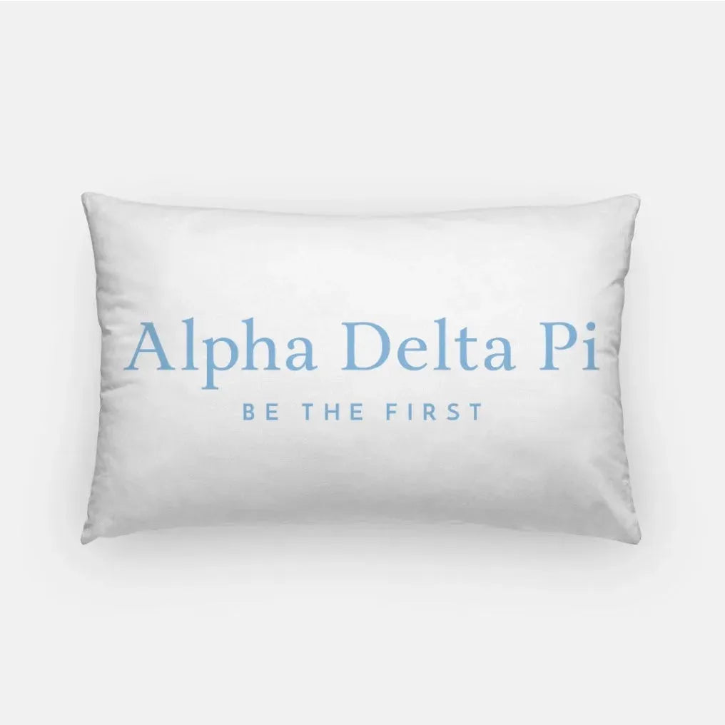 Alpha Delta Pi Lumbar Pillow Cover - Traditional White Adelphean Blue Pillow Covers