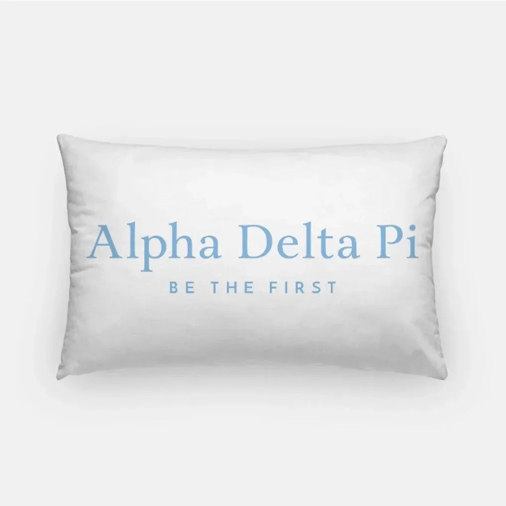 Alpha Delta Pi Lumbar Pillow Cover - Traditional White Adelphean Blue Pillow Covers