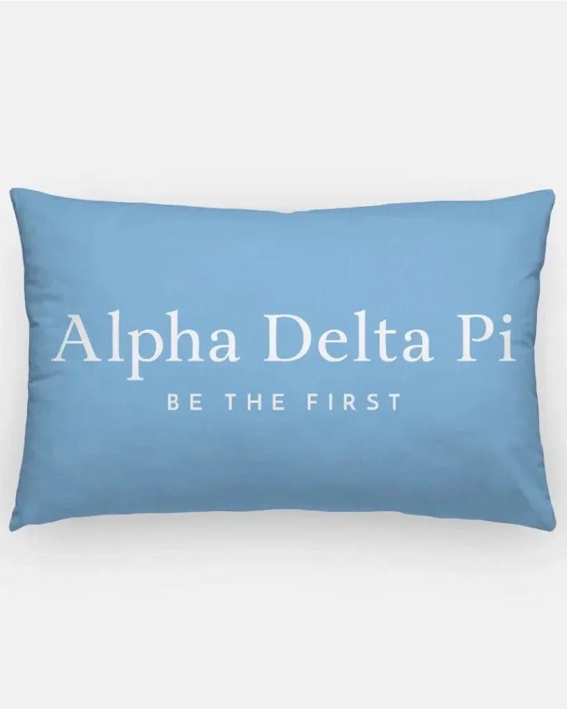Alpha Delta Pi Lumbar Pillow Cover - Traditional Adelphean Blue Pillow Covers