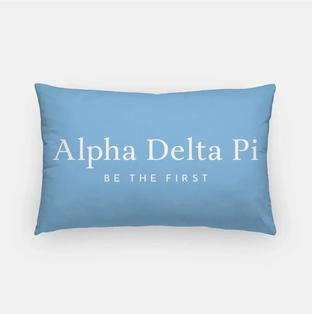 Alpha Delta Pi Lumbar Pillow Cover - Traditional Adelphean Blue Pillow Covers