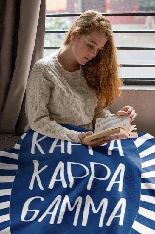 Kappa Kappa Gamma XL 60x80 Blanket - Blue Starburst Throw Blankets