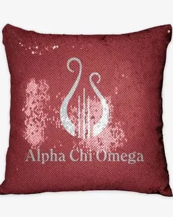 Alpha Chi Omega Sequin Throw Pillow Cover - Scarlet Lyre Pillow Covers