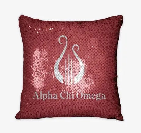 Alpha Chi Omega Sequin Throw Pillow Cover - Scarlet Lyre Pillow Covers