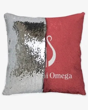 Alpha Chi Omega Sequin Throw Pillow Cover - Scarlet Lyre Silver Pillow Covers