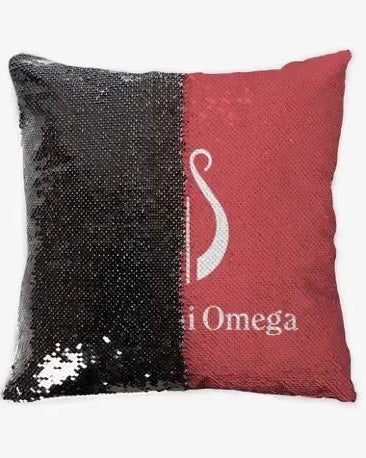 Alpha Chi Omega Sequin Throw Pillow Cover - Scarlet Lyre Black Pillow Covers