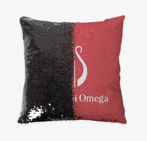 Alpha Chi Omega Sequin Throw Pillow Cover - Scarlet Lyre Black Pillow Covers