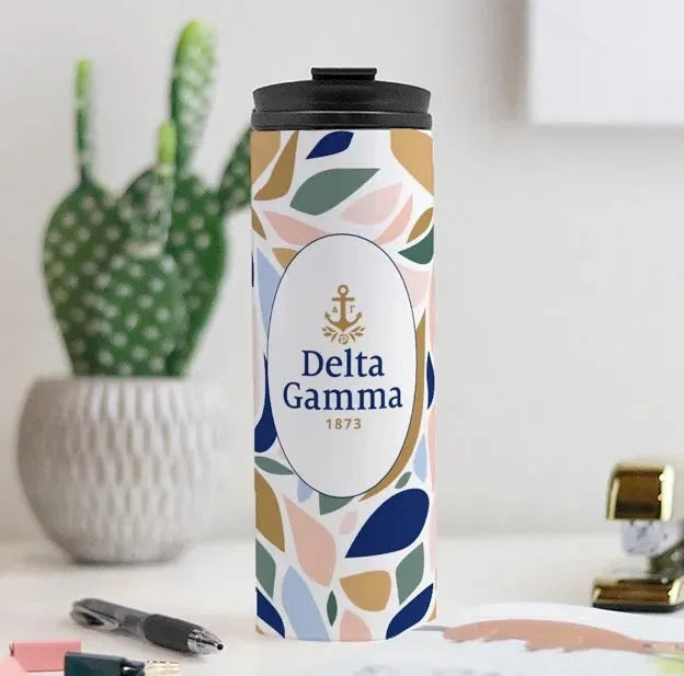 Delta Gamma Flat Leaves Thermal Tumbler 16 oz. Drinkware