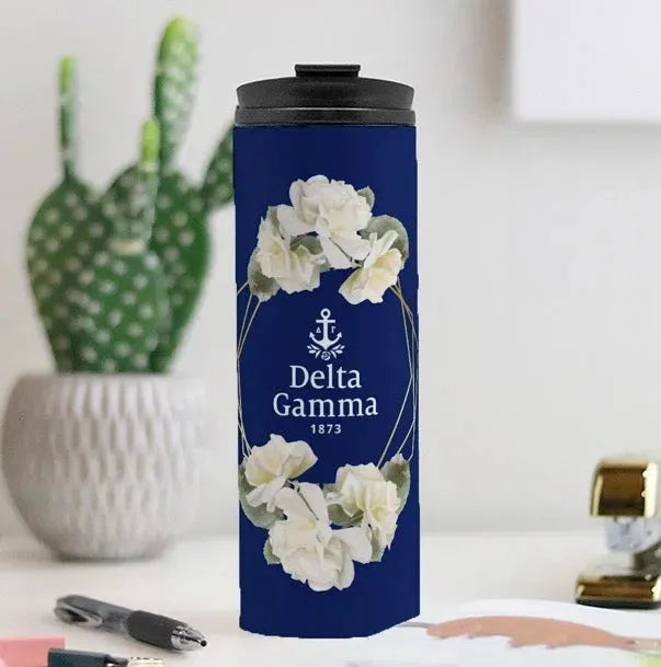 Delta Gamma Thermal Tumbler 16 oz. - Rose Frame Drinkware