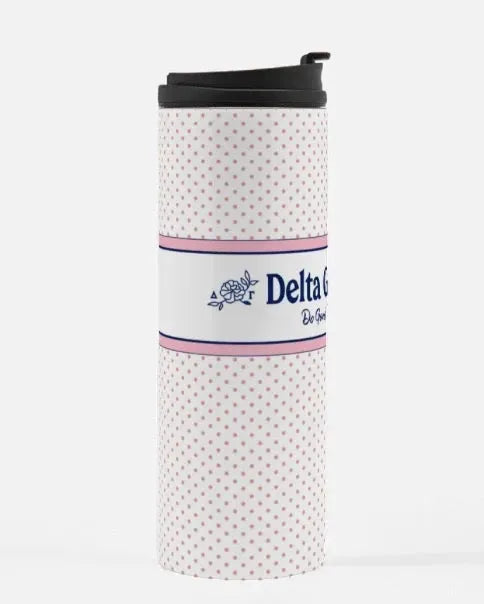 Delta Gamma Pink Polka Dot Thermal Tumbler 16 oz. Drinkware