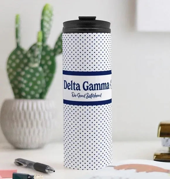 Delta Gamma Navy Polka Dot Thermal Tumbler 16 oz. Drinkware