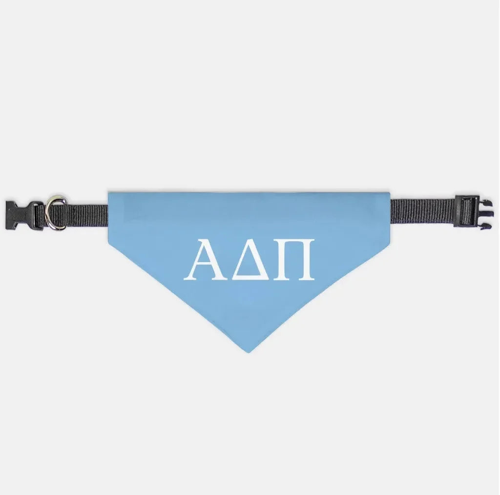 Alpha Delta Pi Pet Bandana - Greek Letters Adelphean Blue Medium Pet Bandanas