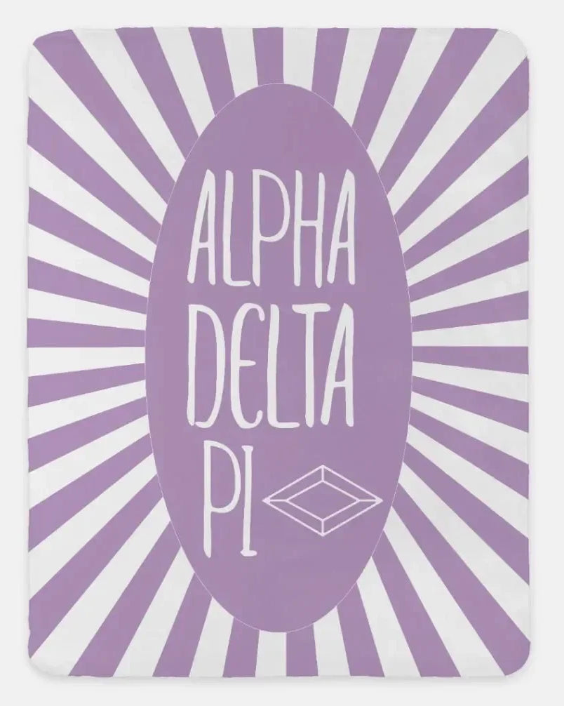 Alpha Delta Pi XL 60x80 Sherpa Throw Blanket - Starburst Violet Throw Blankets