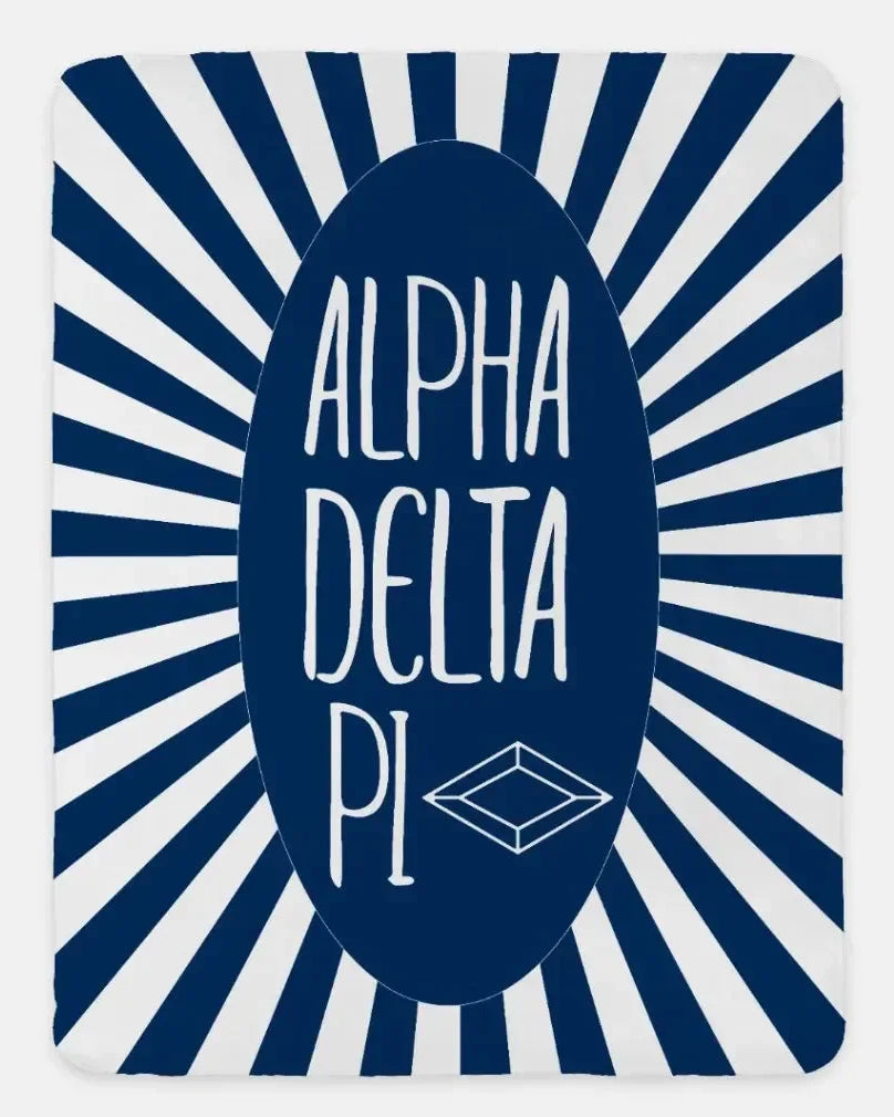Alpha Delta Pi XL 60x80 Sherpa Throw Blanket - Starburst Midnight Throw Blankets