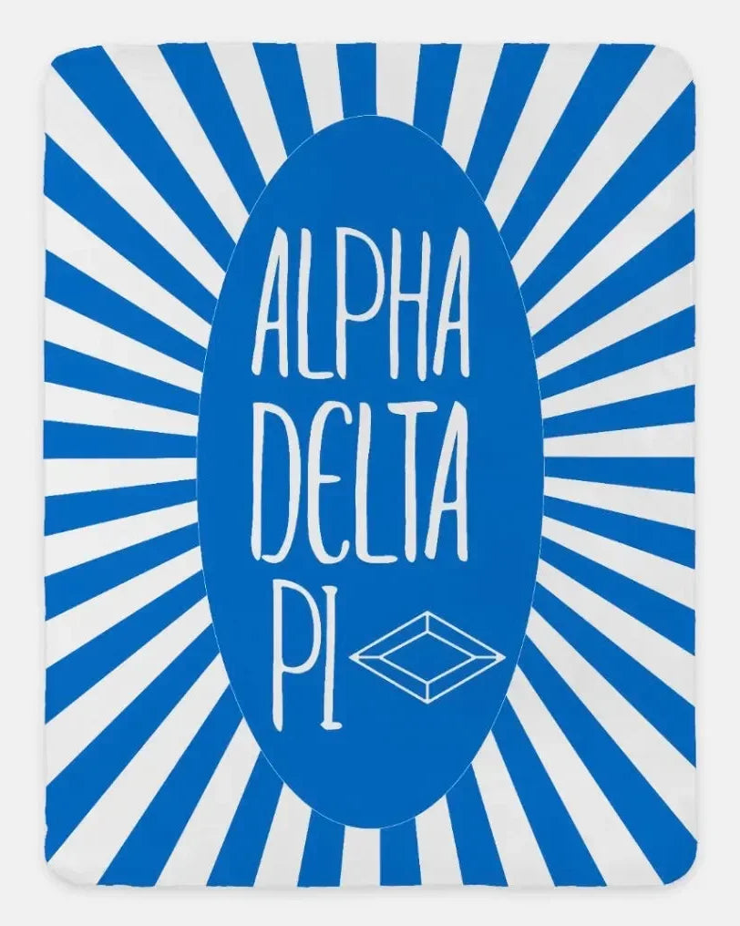 Alpha Delta Pi XL 60x80 Sherpa Throw Blanket - Starburst Azure Throw Blankets