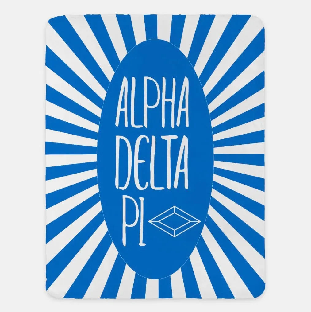Alpha Delta Pi XL 60x80 Sherpa Throw Blanket - Starburst Azure Throw Blankets