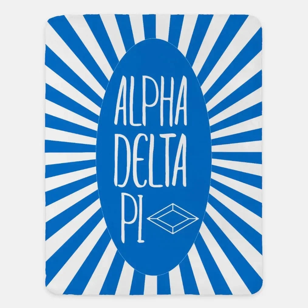 Alpha Delta Pi XL 60x80 Sherpa Throw Blanket - Starburst Azure Throw Blankets