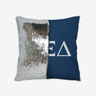 Alpha Xi Delta Sequin Pillow Cover - Greek Letters White Silver Pillow Covers