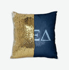 Alpha Xi Delta Sequin Pillow Cover - Greek Letters Griffin Blue Gold Pillow Covers