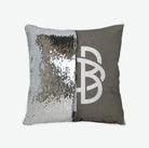 Gamma Phi Beta Sequin Pillow Cover - Greek Letters Brownstone Silver Pillow Covers