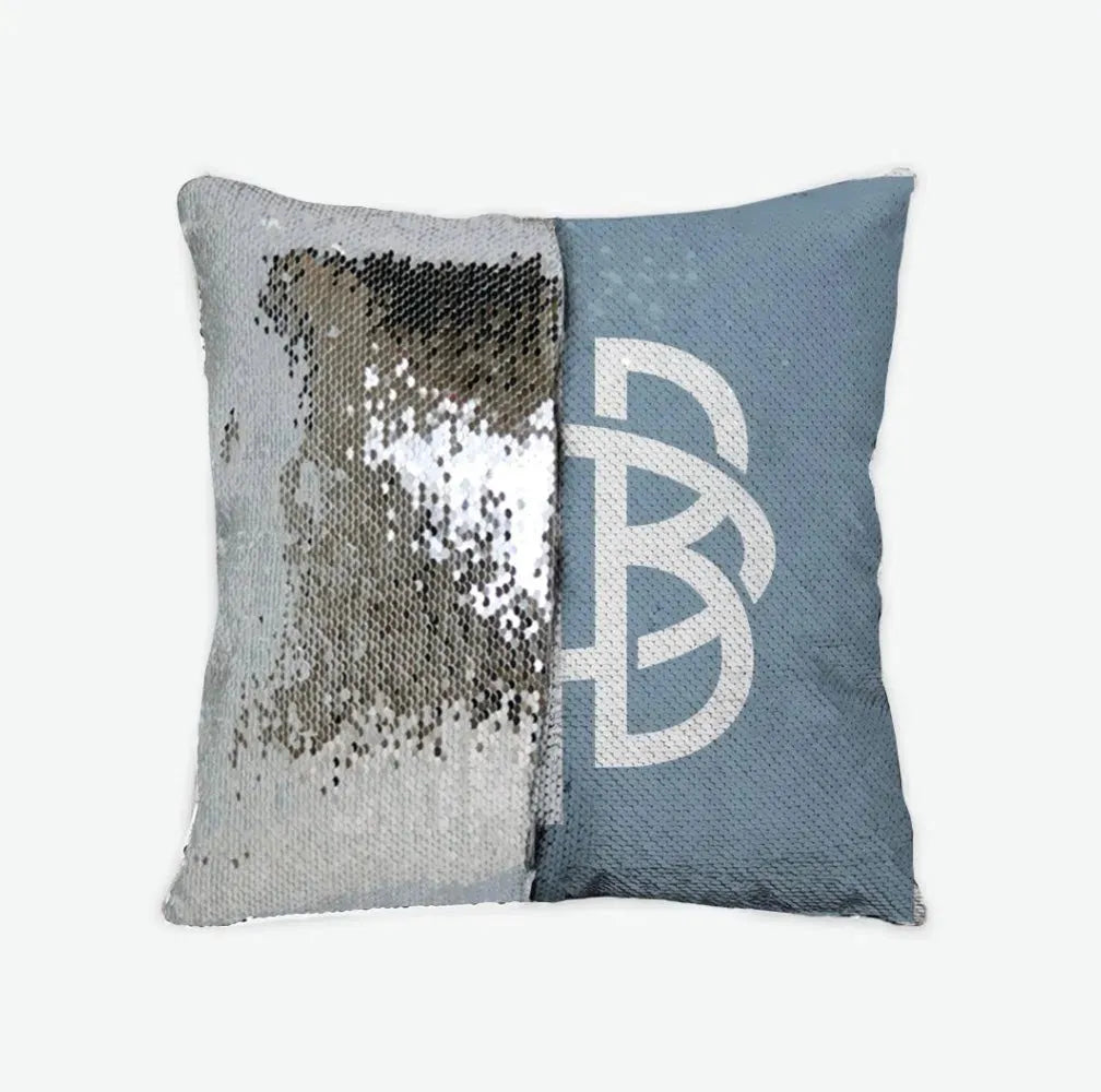 Gamma Phi Beta Sequin Pillow Cover - Greek Letters Blue Moon Silver Pillow Covers
