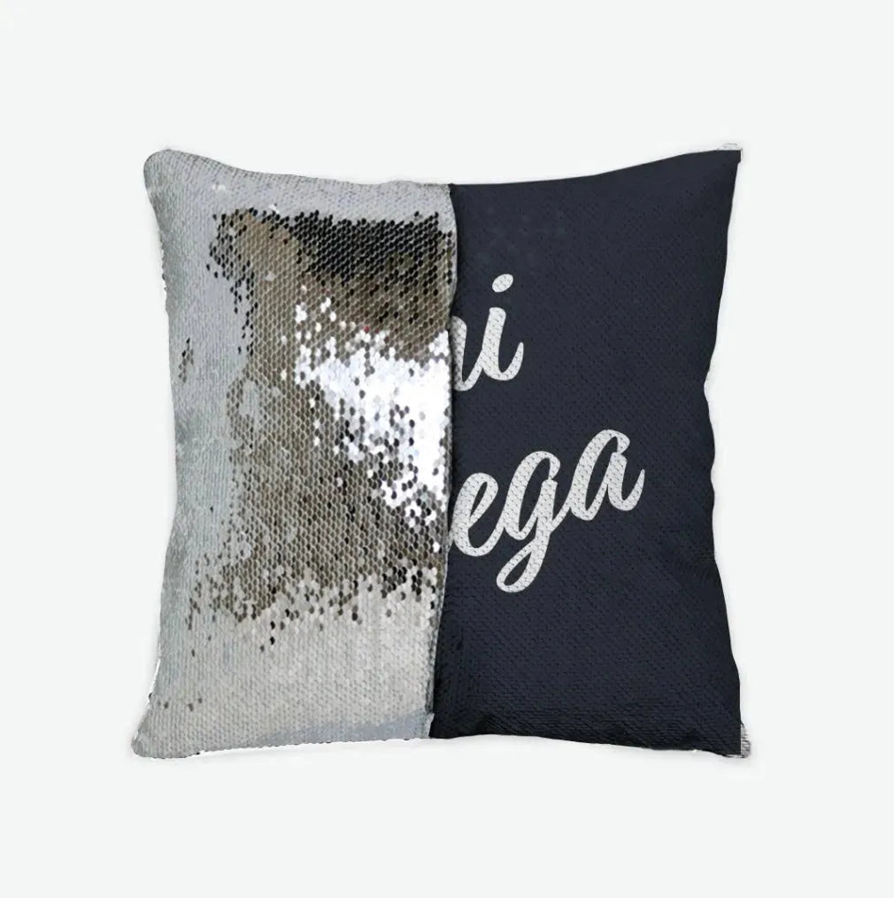 Chi Omega Sequin Pillow Cover Black Silver Pillow Covers