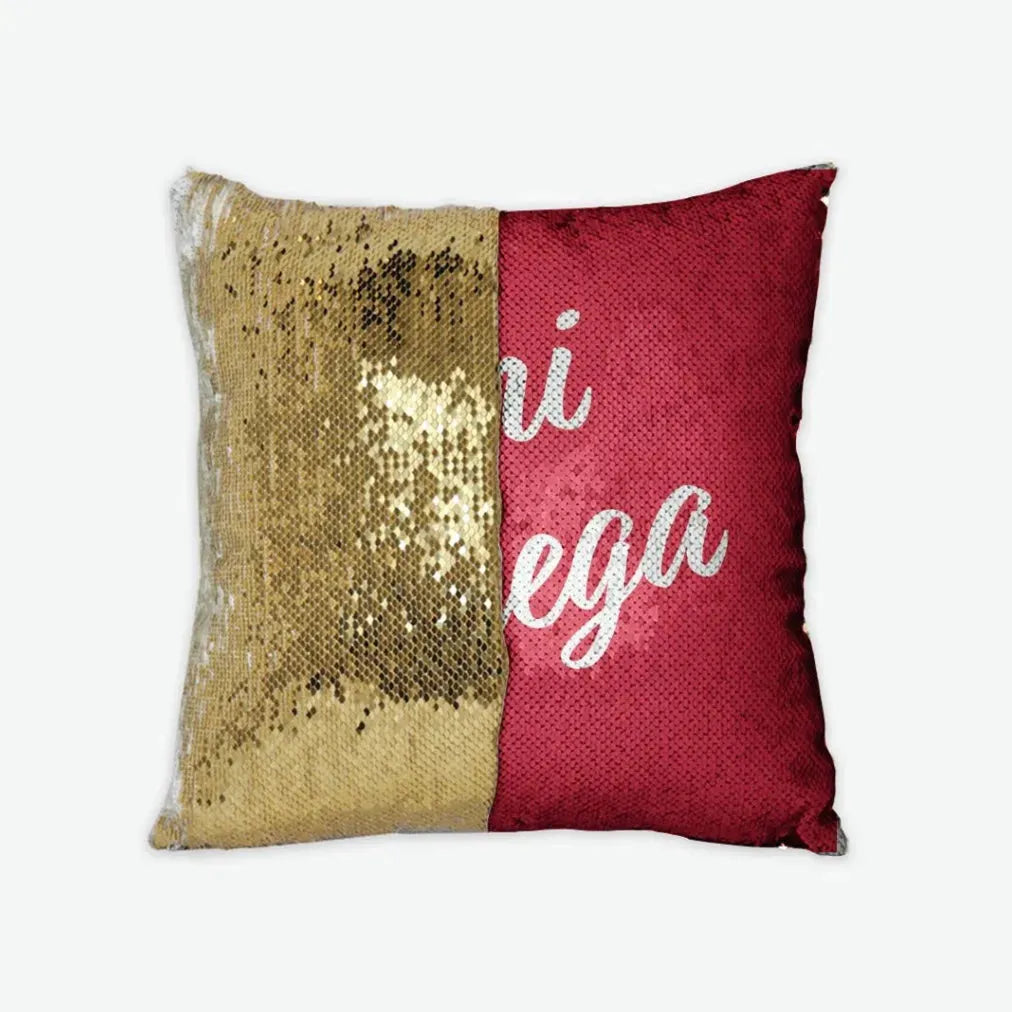 Chi Omega Sequin Pillow Cover Red Gold Pillow Covers