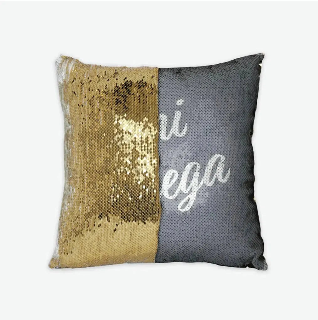 Chi Omega Sequin Pillow Cover Gray Gold Pillow Covers