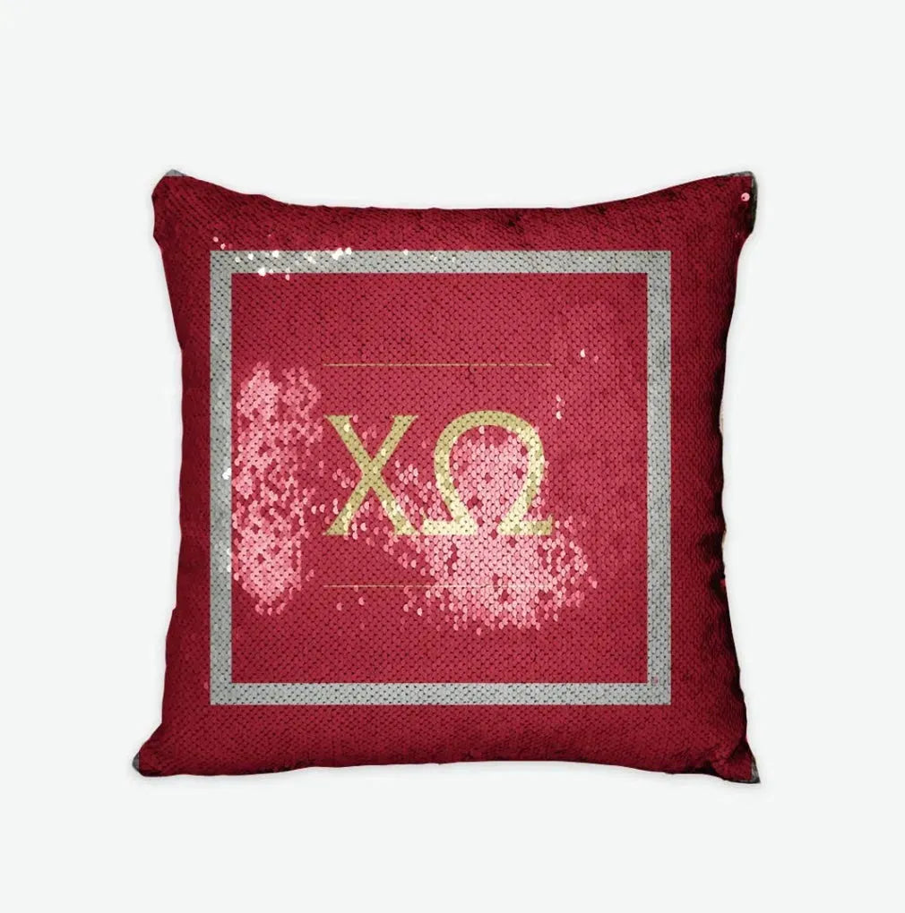 Chi Omega Sequin Pillow Cover - Greek Logo Pillow Covers