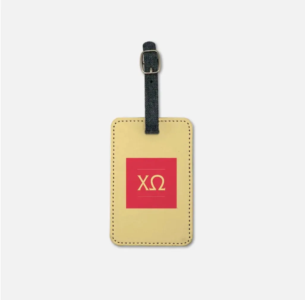 Chi Omega Luggage Tag (Set of 2) - Greek Letters Straw Luggage Tags