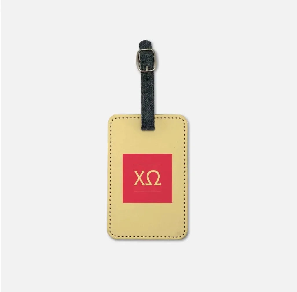 Chi Omega Luggage Tag (Set of 2) - Greek Letters Straw Luggage Tags