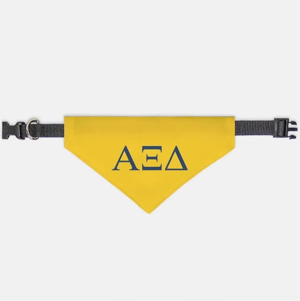 Alpha Xi Delta Pet Bandana - Greek Letters Gold Medium Pet Bandanas