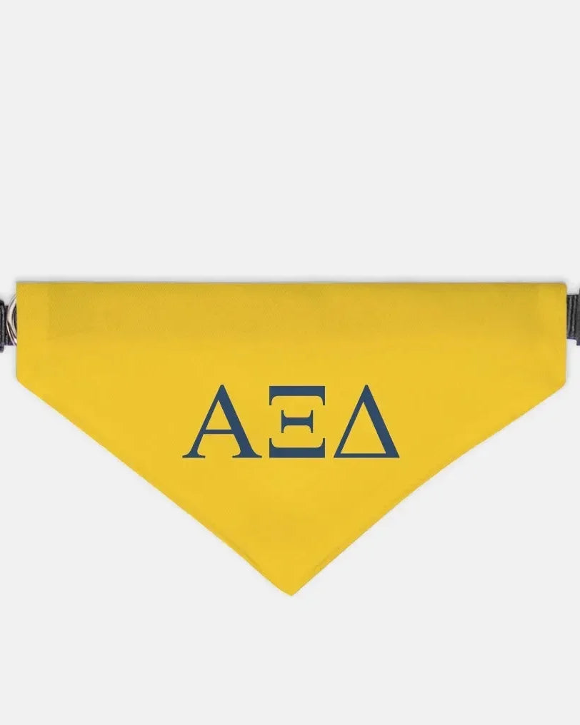 Alpha Xi Delta Pet Bandana - Greek Letters Gold Large Pet Bandanas