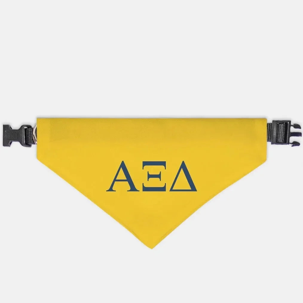 Alpha Xi Delta Pet Bandana - Greek Letters Gold Large Pet Bandanas