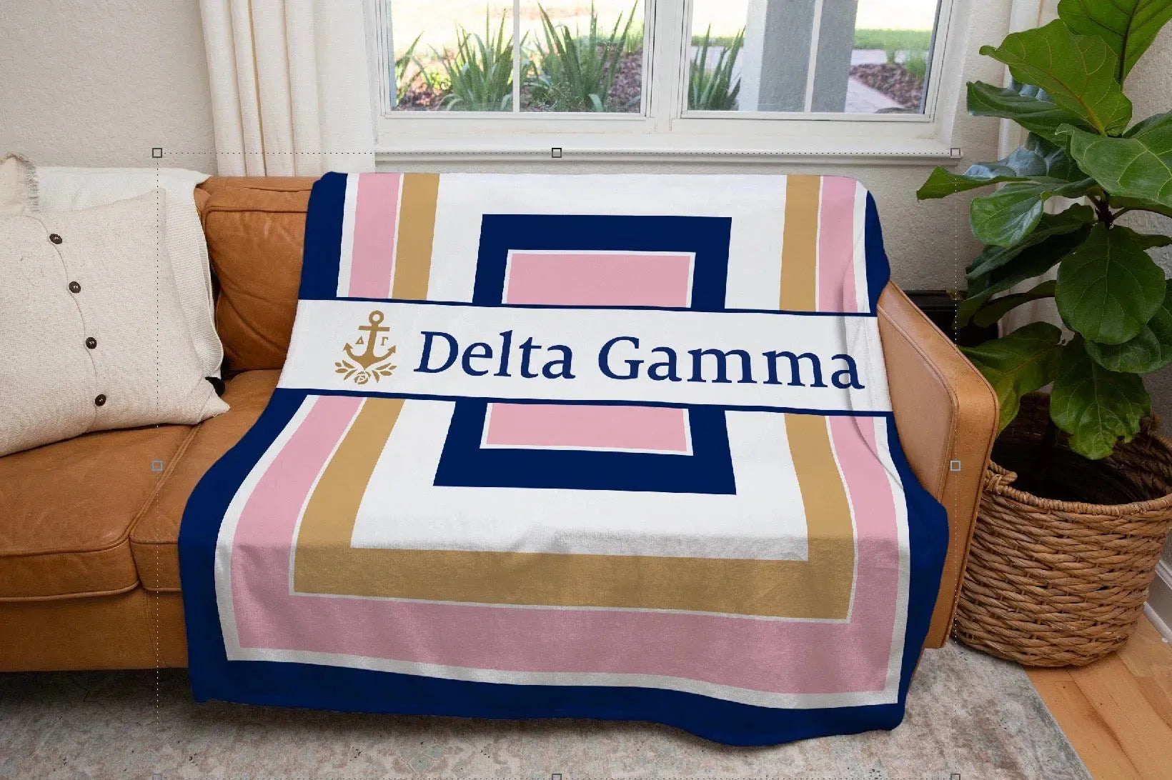 Delta Gamma XL 60x80 Sherpa Throw Blanket - Geo Throw Blankets