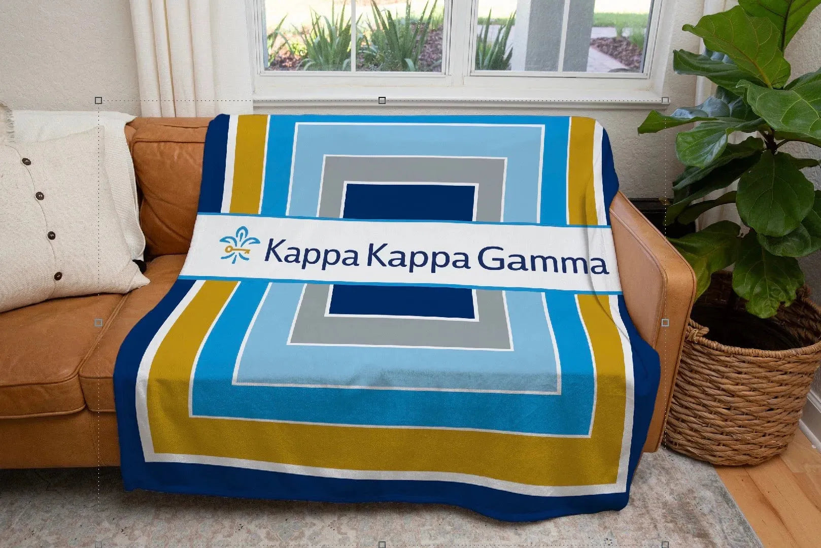 Kappa Kappa Gamma Sherpa Blanket - Layered Colors 60"x80" Throw Blankets