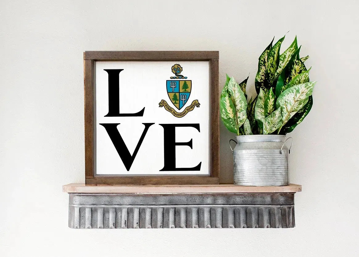 Tri Delta 12x12 "LOVE" Wood Framed Sign - Coat of Arms Wall Art & Signs