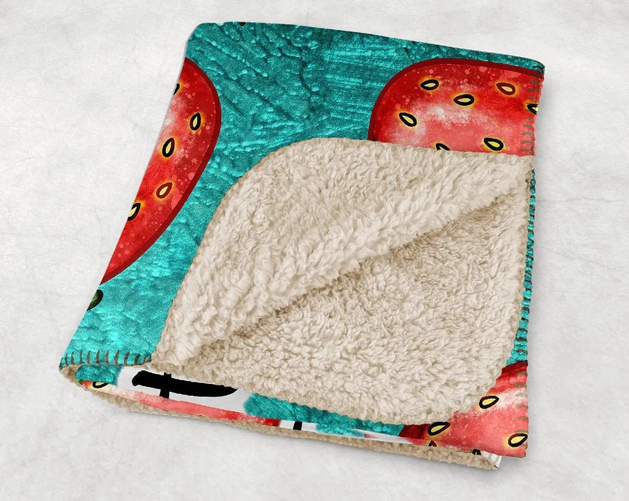 Zeta Tau Alpha XL 60x80 Sherpa Blanket - Strawberries Throw Blankets