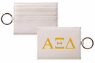 Alpha Xi Delta Vegan Saffiano Leather Card Holder - Greek Letters Gold Travel Wallet