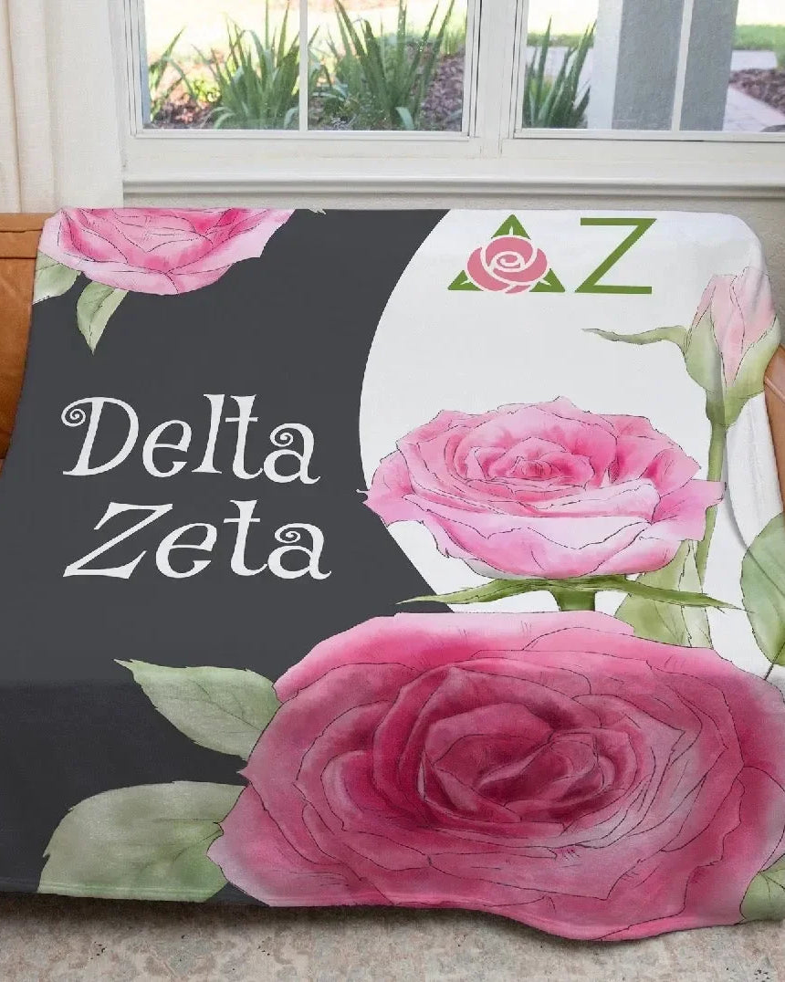 Delta Zeta XL 60x80 Sherpa Throw Blanket - Rose Moon Throw Blankets