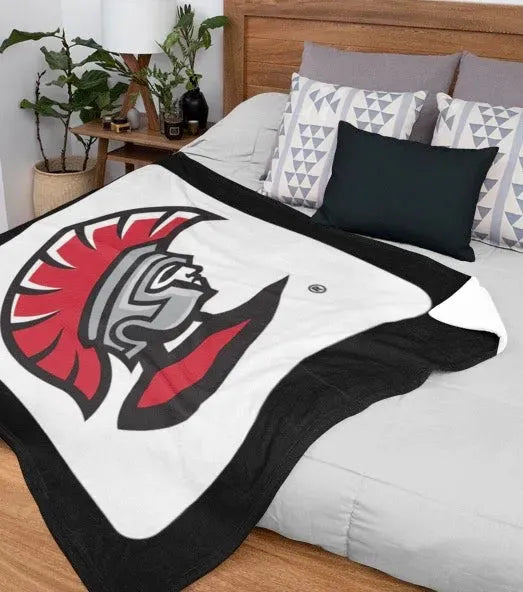 University of Tampa XL 60x80 Sherpa Blanket - Spartan Black Band Throw Blankets