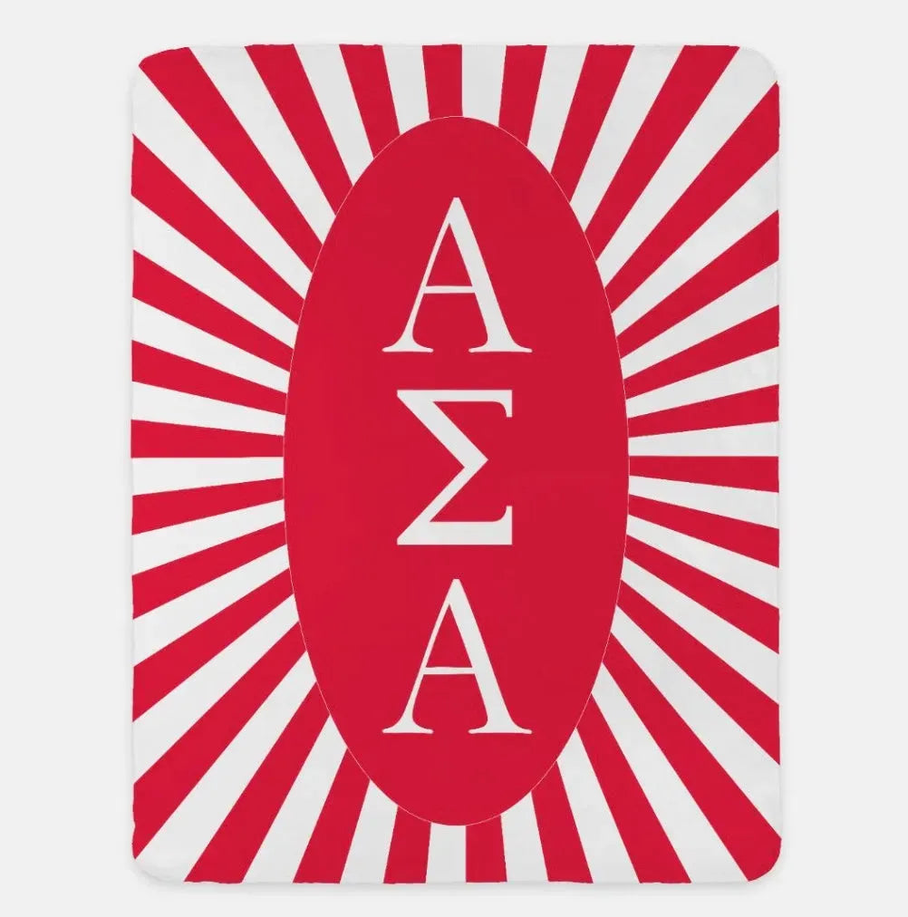 Alpha Sigma Alpha Starburst XL 60x80 Sherpa Throw Blanket Ruby Throw Blankets