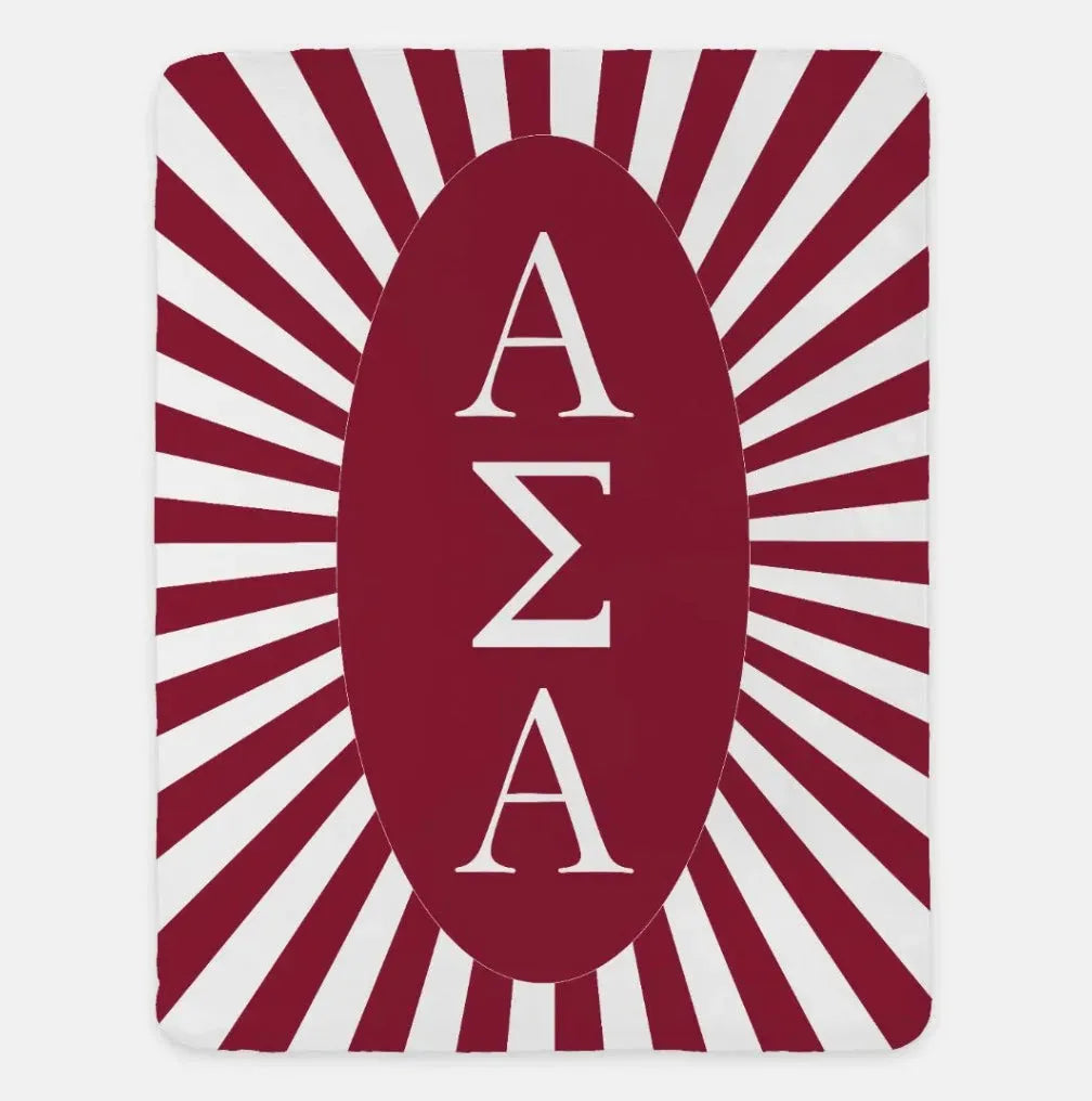 Alpha Sigma Alpha Starburst XL 60x80 Sherpa Throw Blanket Crimson Throw Blankets