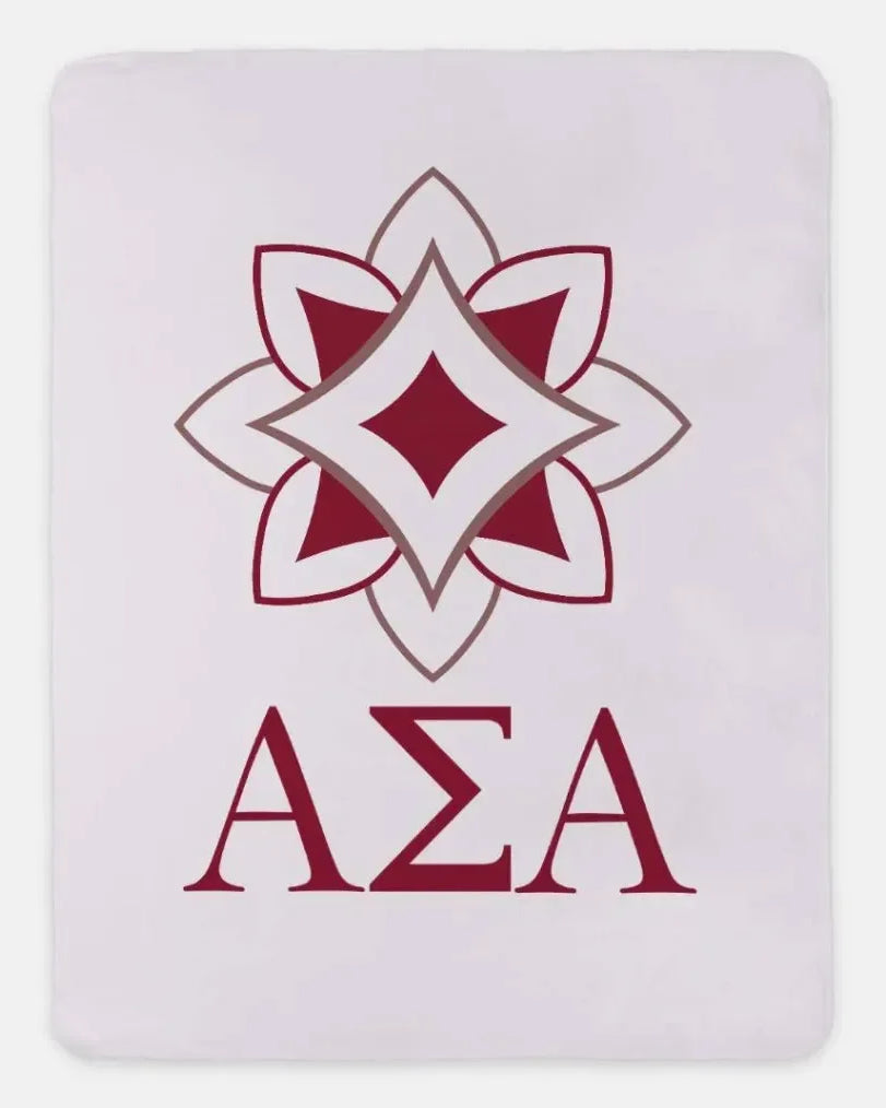 Alpha Sigma Alpha XL 60x80 Traditional Sherpa Throw Blanket Pearl Throw Blankets
