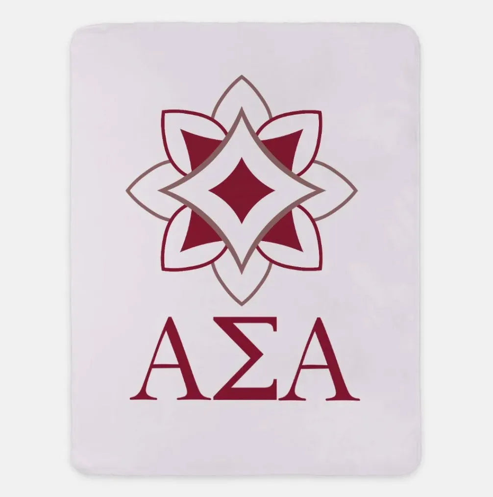 Alpha Sigma Alpha XL 60x80 Traditional Sherpa Throw Blanket Pearl Throw Blankets