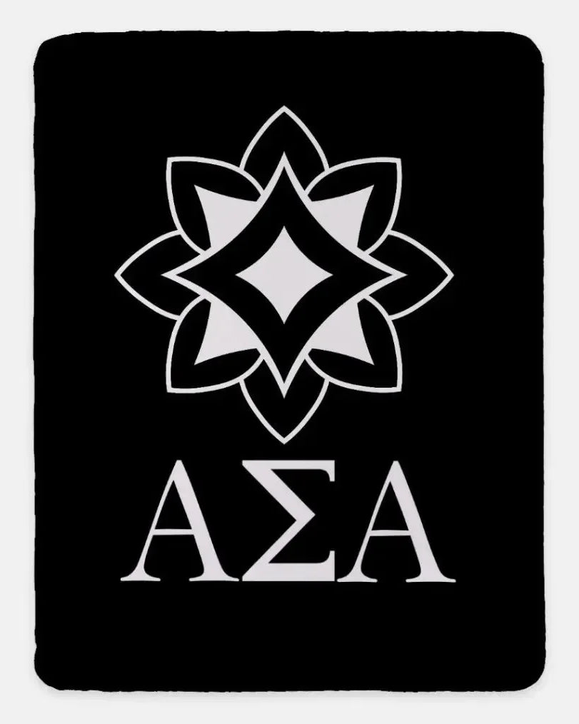 Alpha Sigma Alpha XL 60x80 Traditional Sherpa Throw Blanket Black Throw Blankets