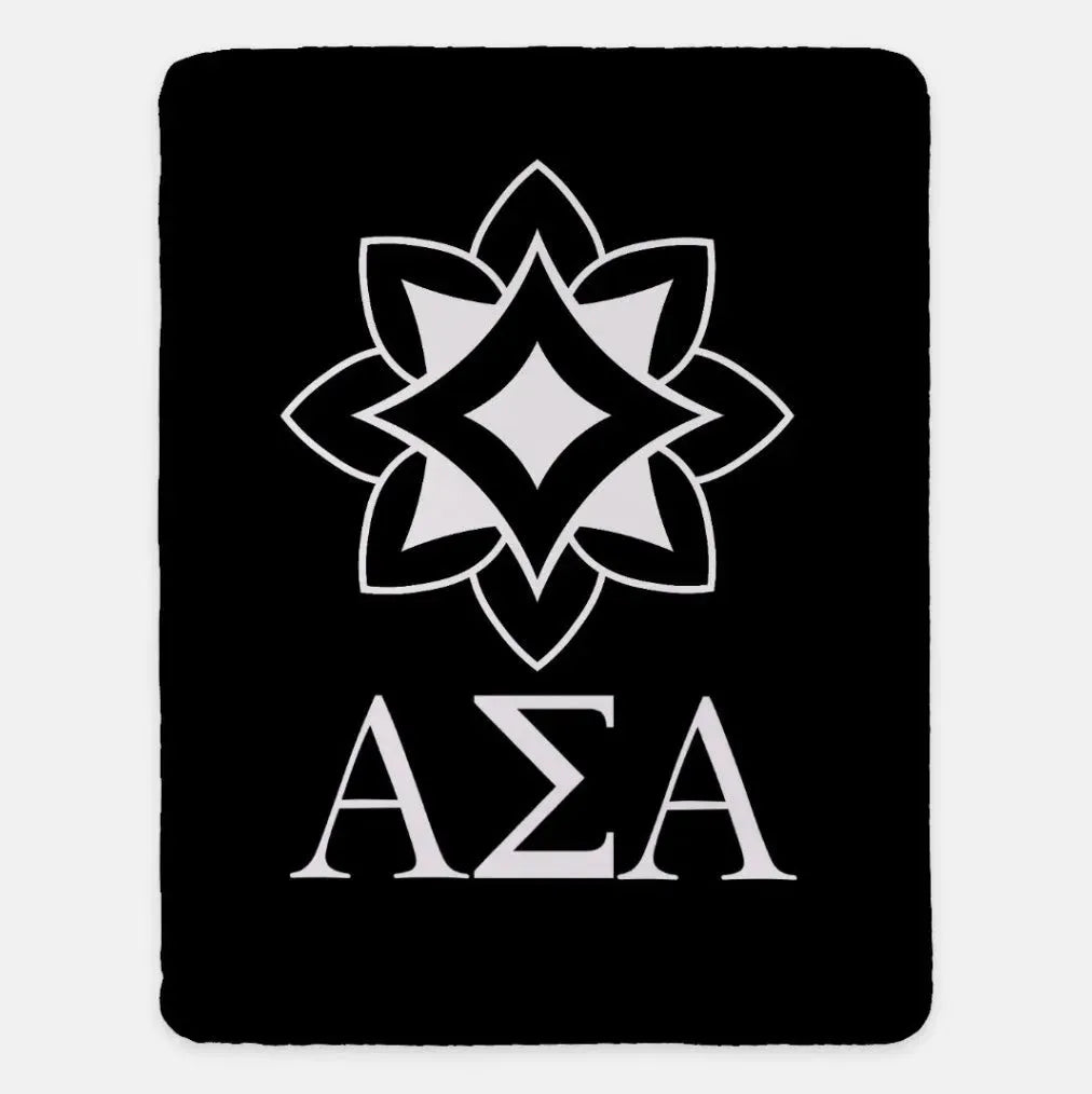 Alpha Sigma Alpha XL 60x80 Traditional Sherpa Throw Blanket Black Throw Blankets