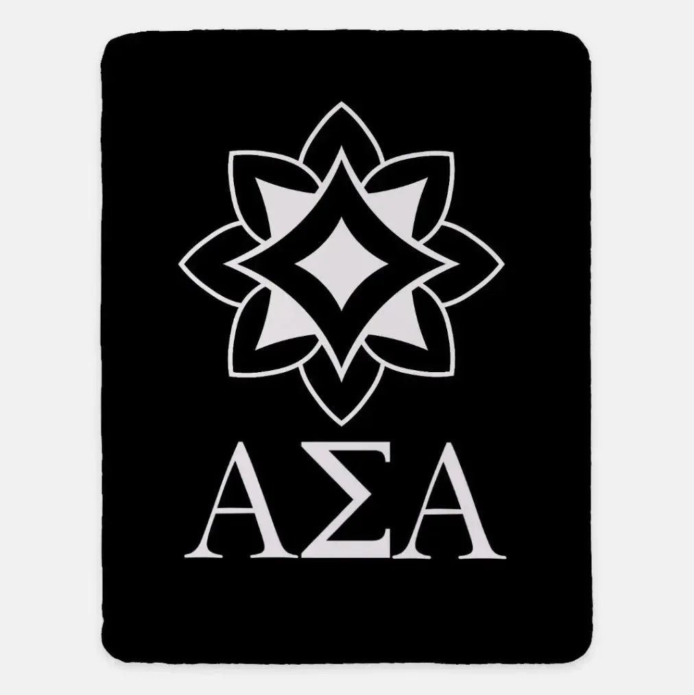 Alpha Sigma Alpha XL 60x80 Traditional Sherpa Throw Blanket Black Throw Blankets